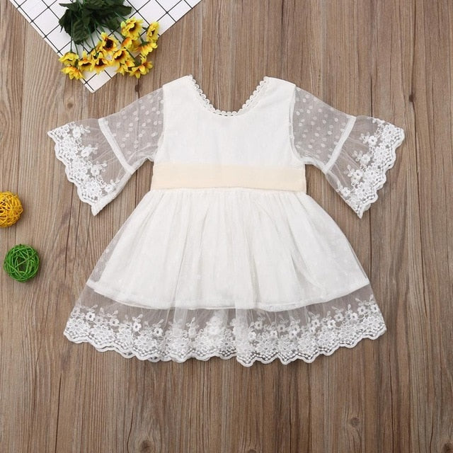 Spring Girls Bridesmaid White Dress Baby