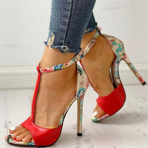 Women Sandals T-Strap High Heels