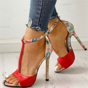Women Sandals T-Strap High Heels