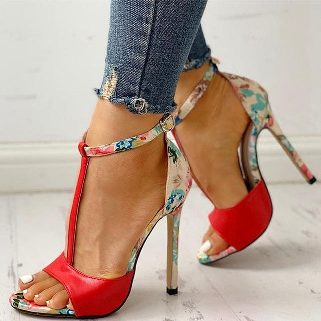Women Sandals T-Strap High Heels